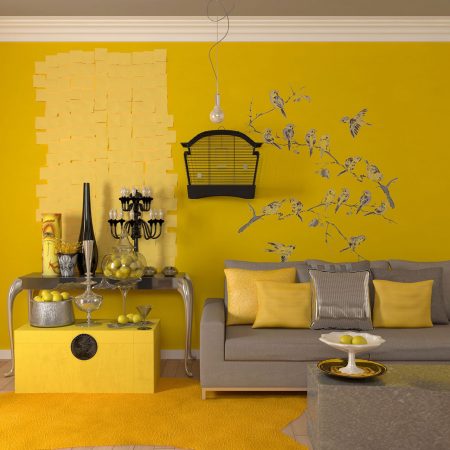 دکوراسیون اتاق نشیمن به رنگ زرد